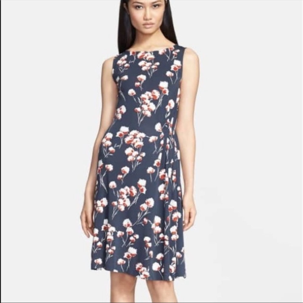 Tory Burch Navy Floral Cherry Blossom Dress